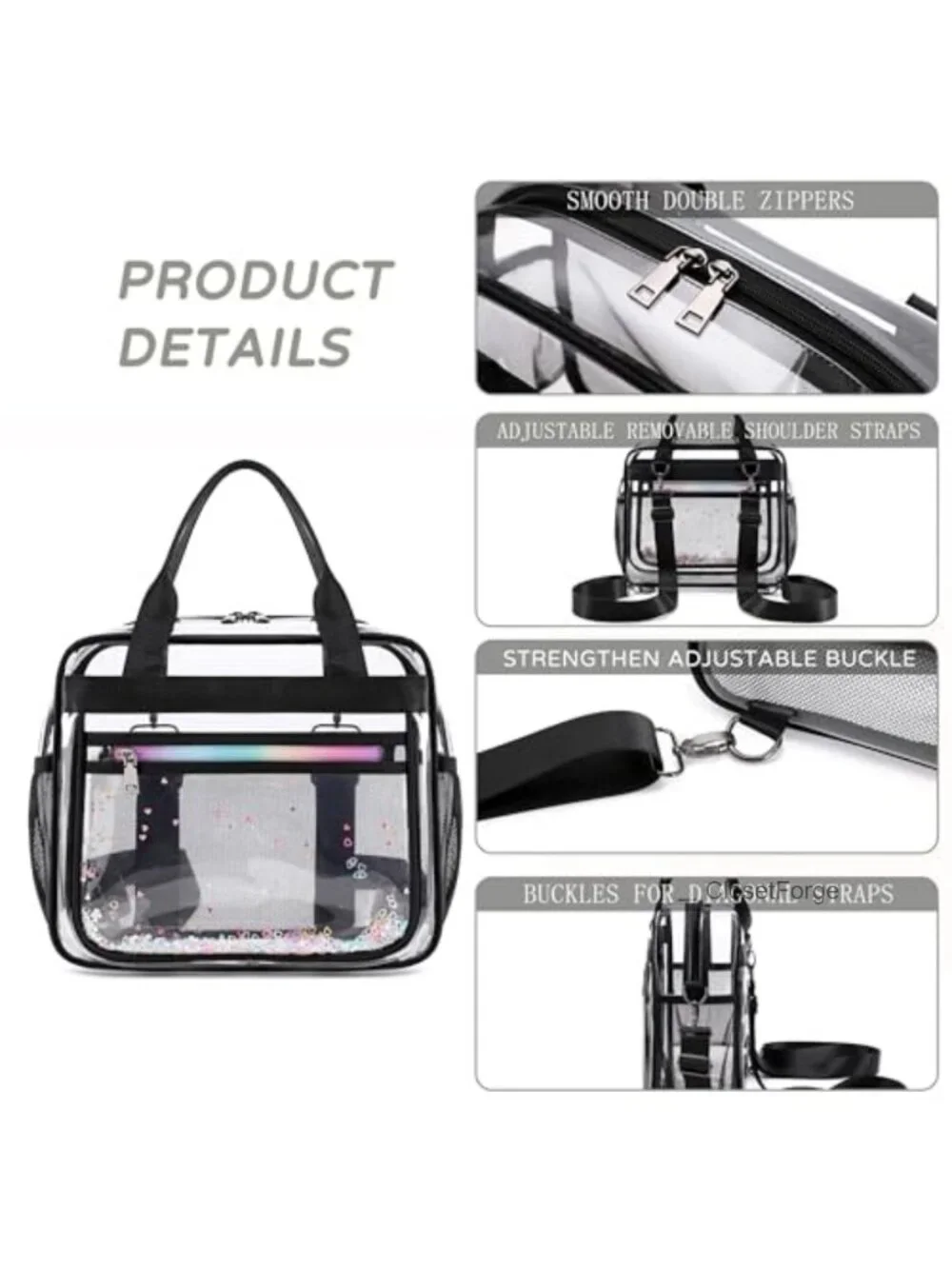 Clear Beach Bag Travel Tote Transparent Backpack Stadium Approved Women